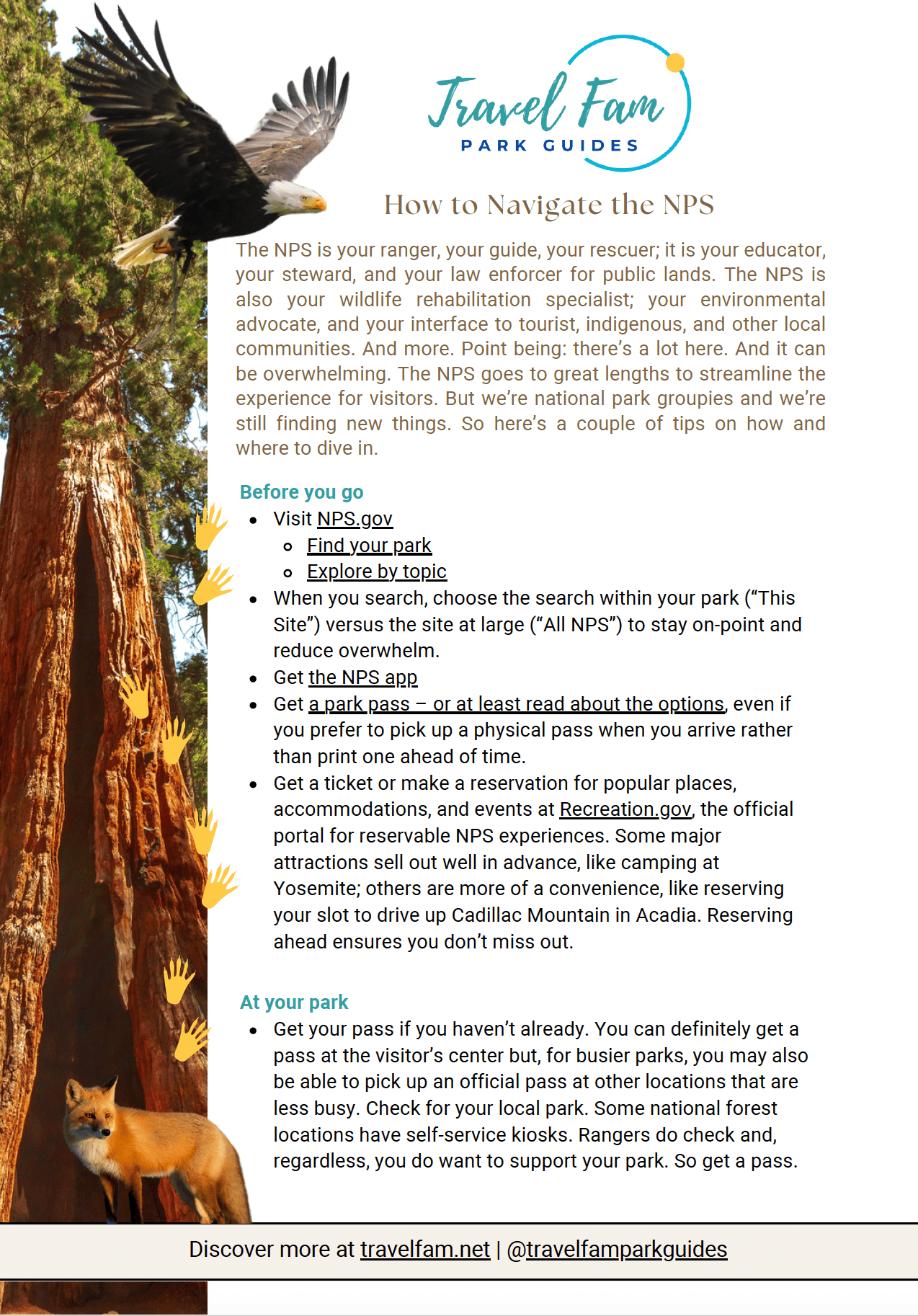 "How to Navigate the National Park Service" Tip Sheet - Travel Fam Park Guides