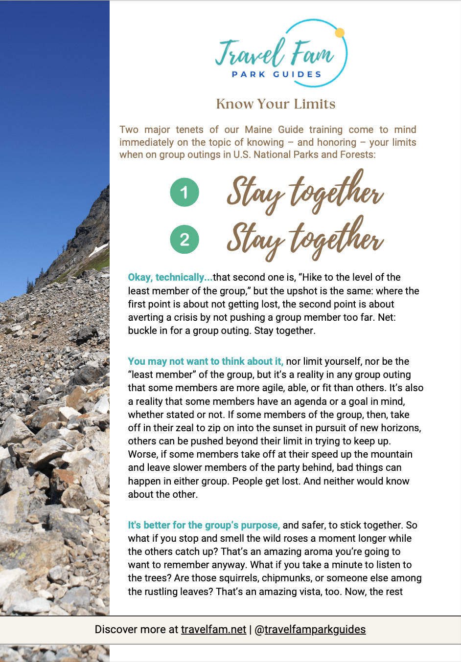 "Know Your Limits" Tip Sheet - Travel Fam Park Guides