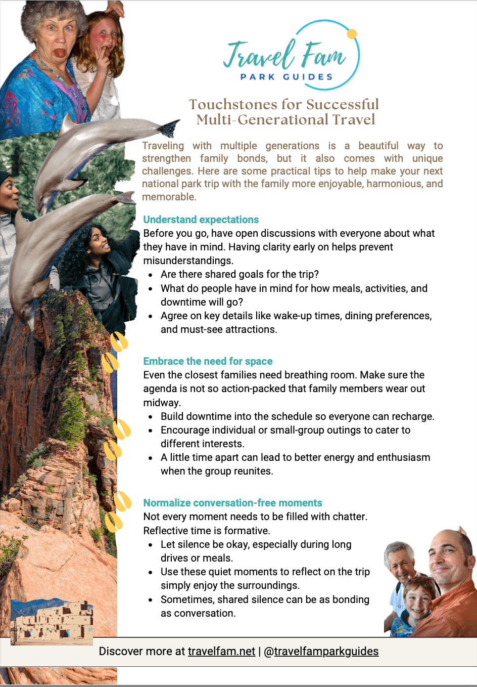 "Multigenerational Travel Touchstones" Tip Sheet - Travel Fam Park Guides