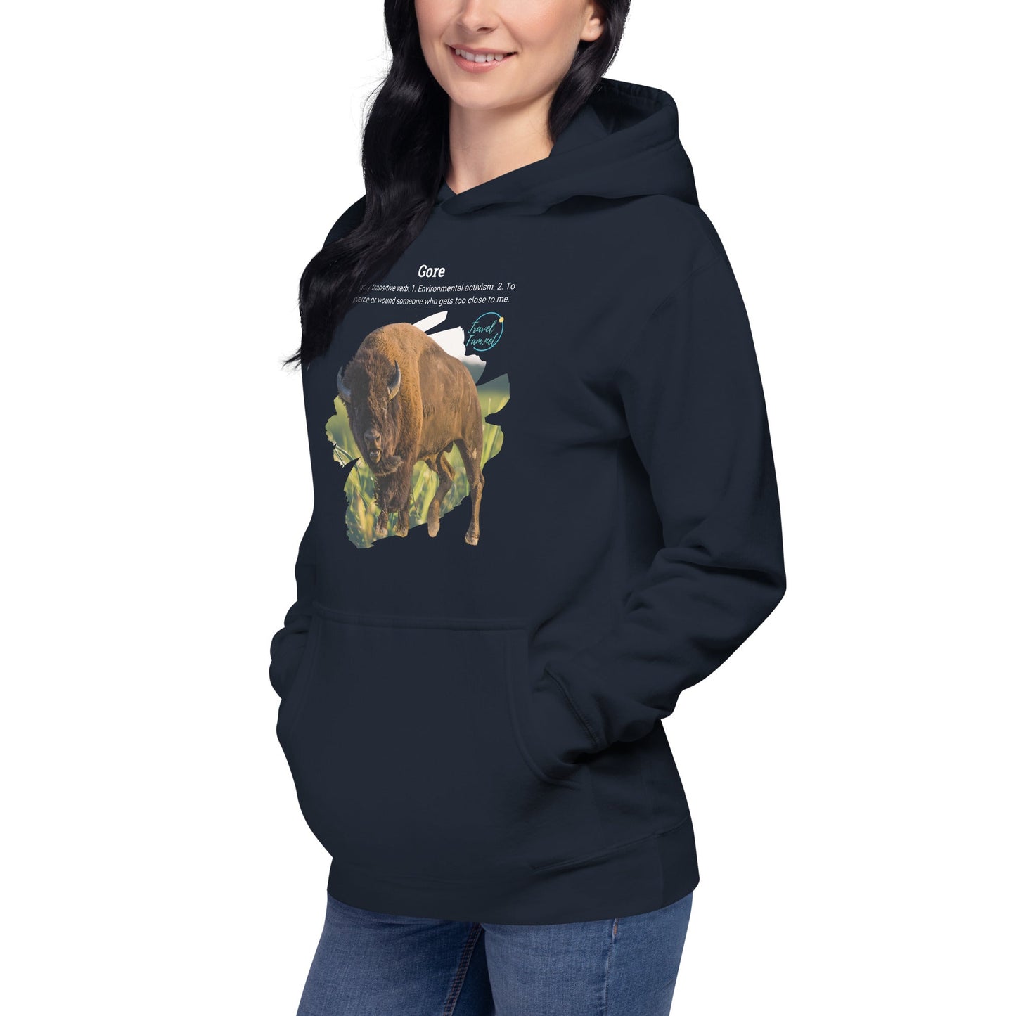 Park Snark Bison Warning on a Unisex Hoodie - Travel Fam Park Guides