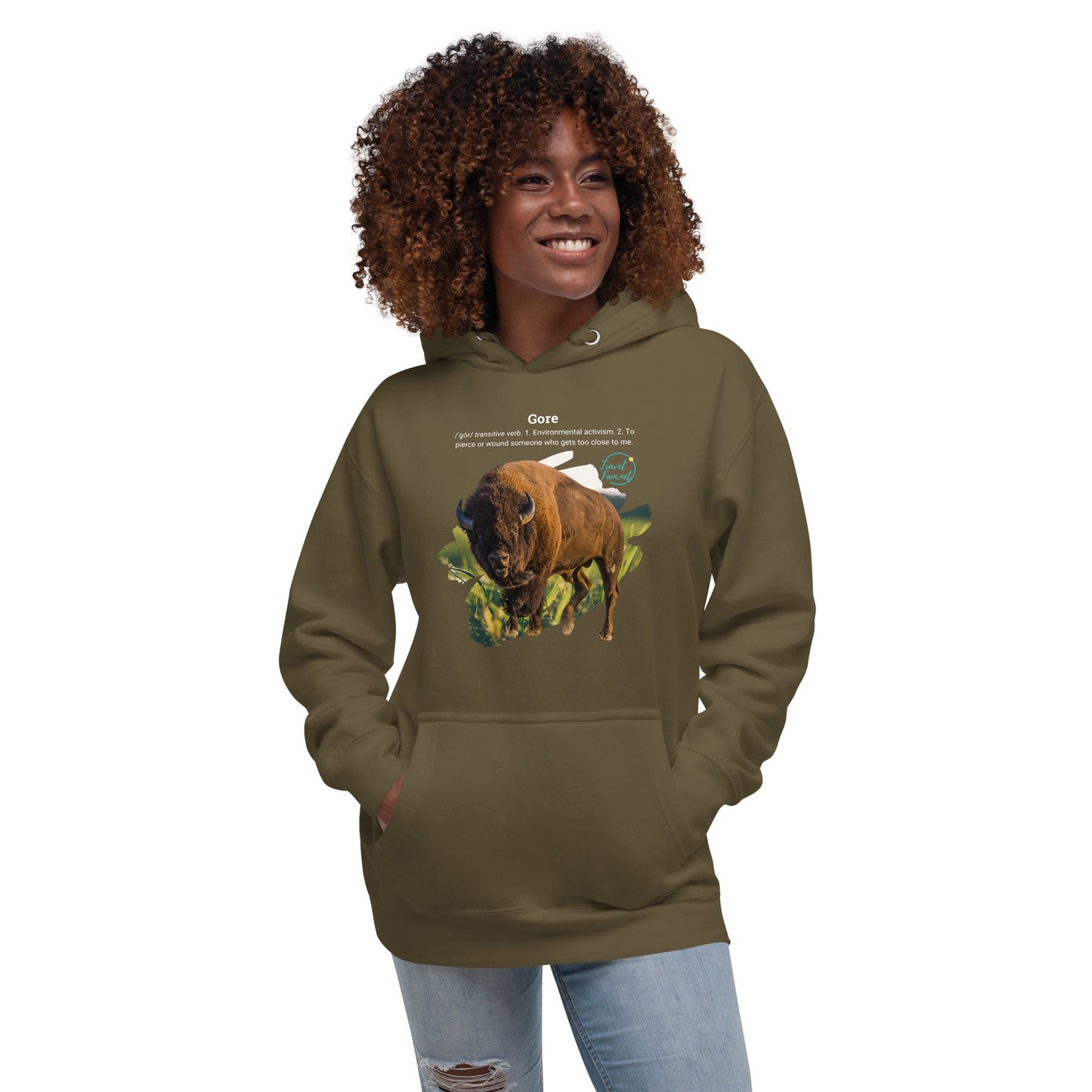 Park Snark Bison Warning on a Unisex Hoodie - Travel Fam Park Guides