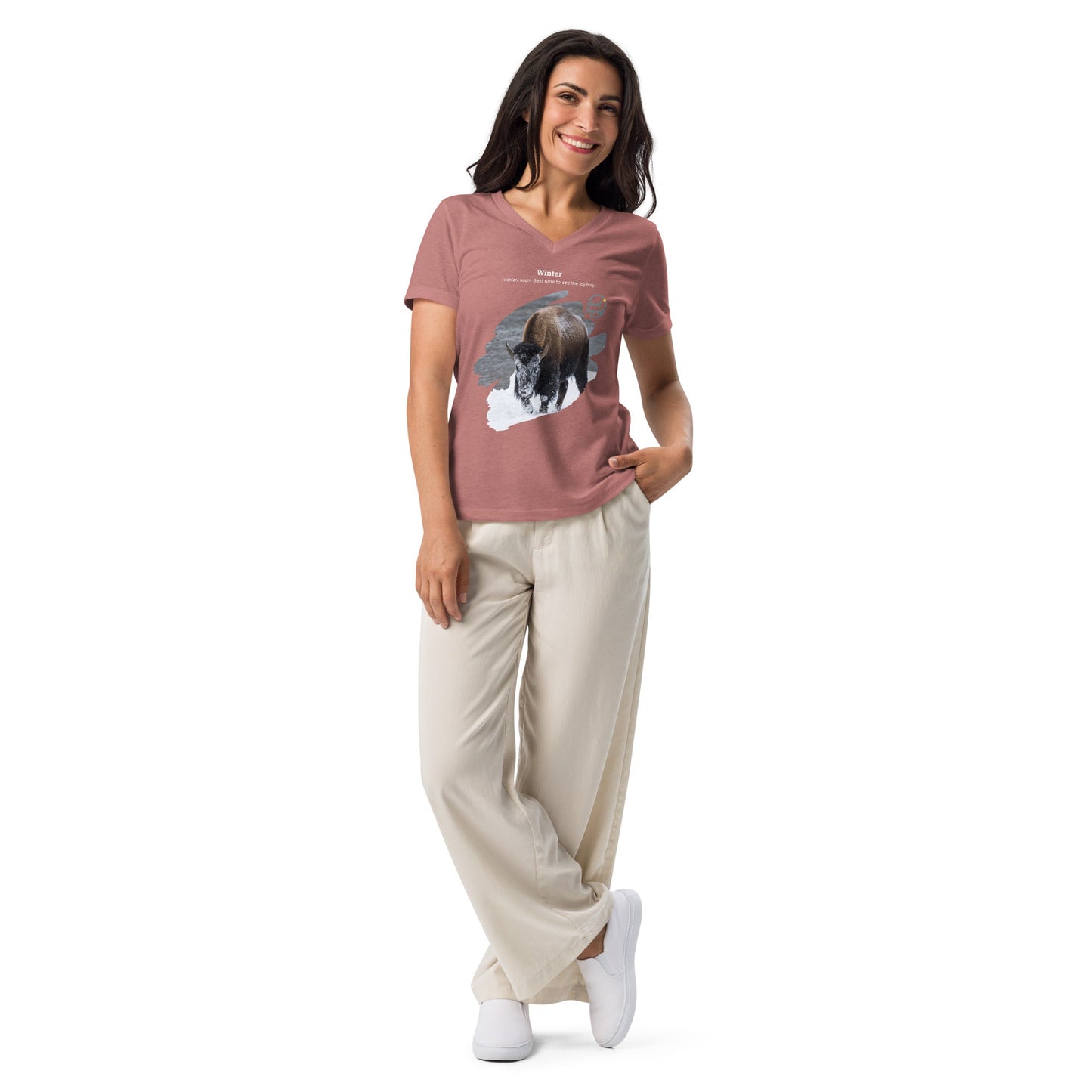 Park Snark™ "Icy Bisy" on a Women’s Relaxed V - neck T-shirt - Travel Fam Park Guides