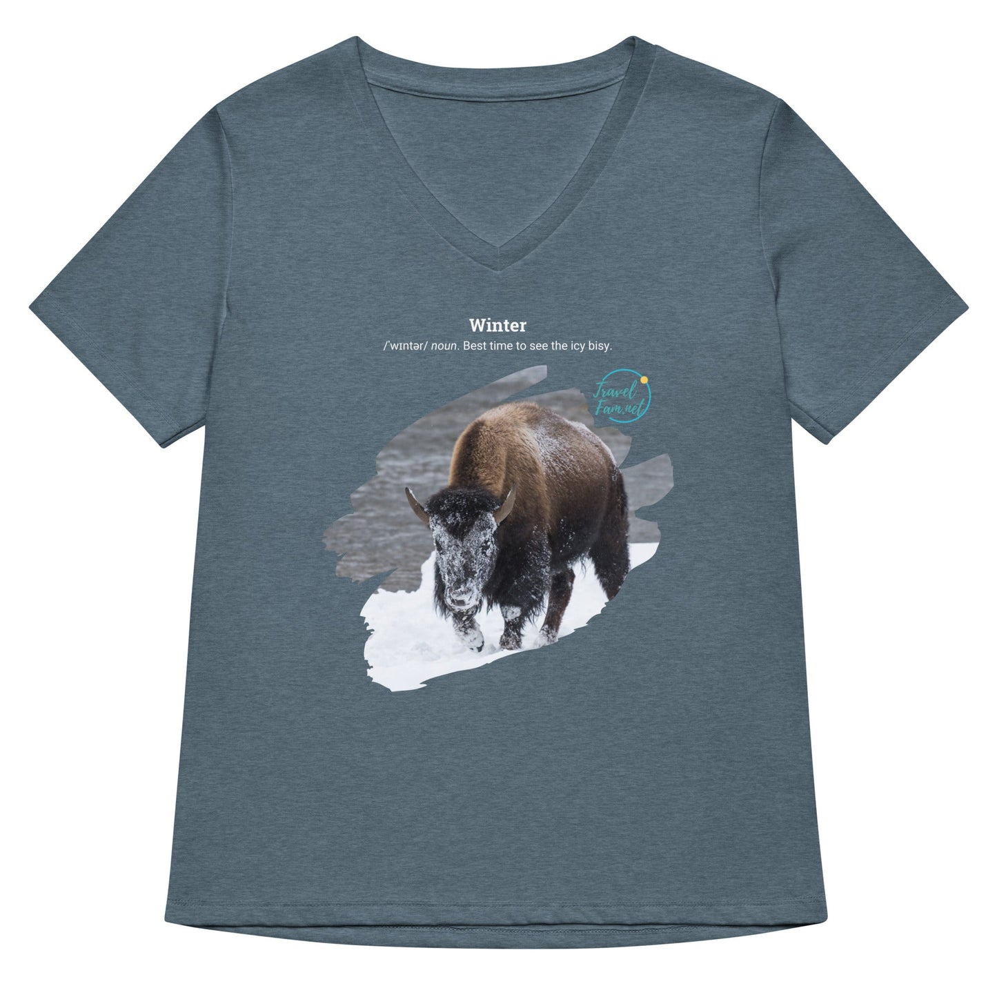 Park Snark™ "Icy Bisy" on a Women’s Relaxed V - neck T-shirt - Travel Fam Park Guides