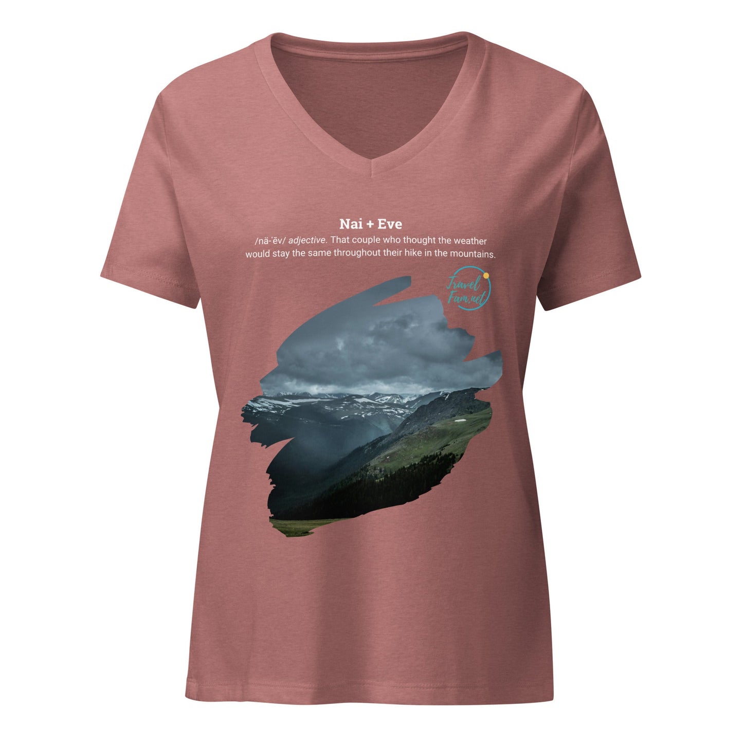 Park Snark™ "Nai + Eve" on a Women’s Relaxed V - neck T-shirt - Travel Fam Park Guides