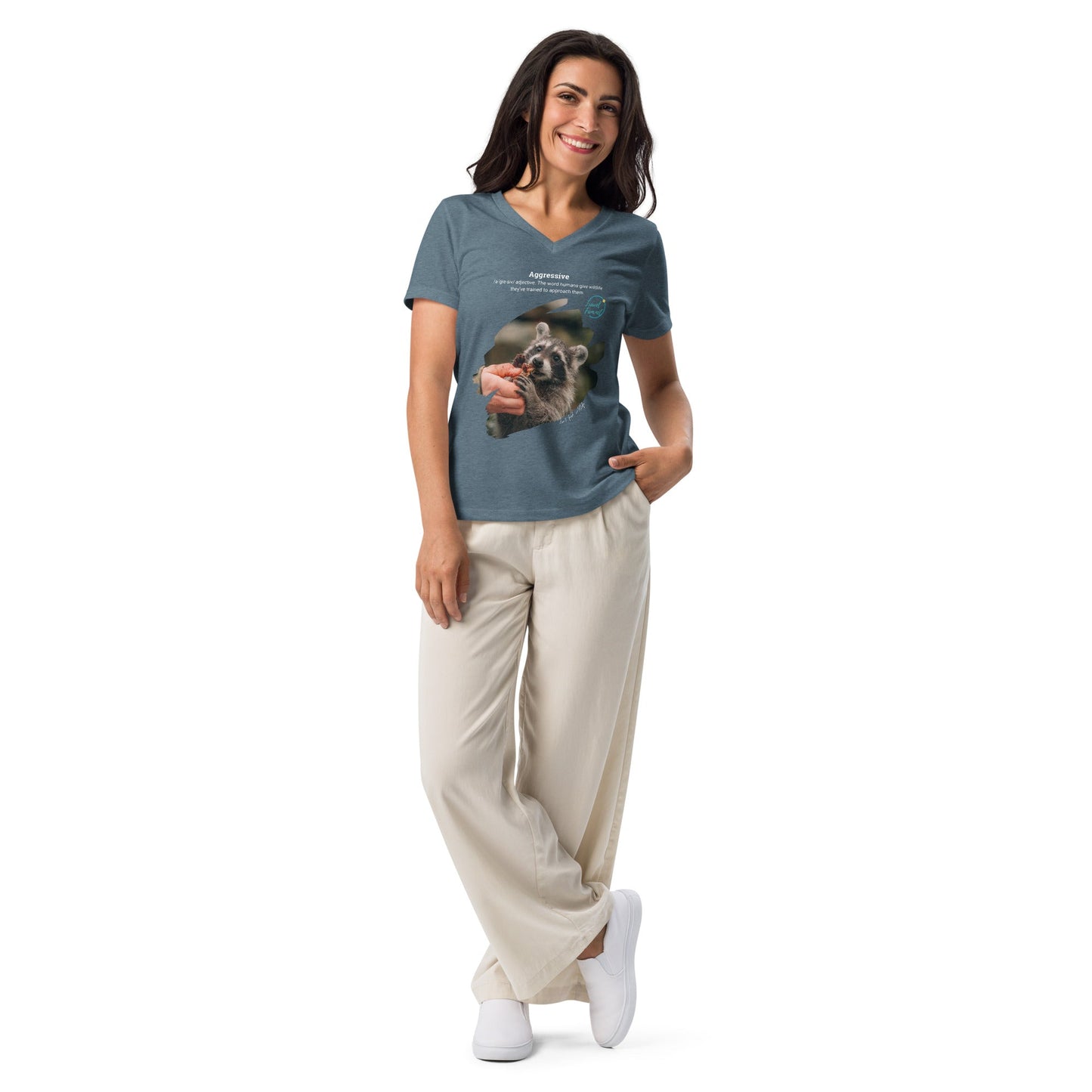 Park Snark™ "Aggressive" on a Women’s Relaxed V - neck T-shirt - Travel Fam Park Guides