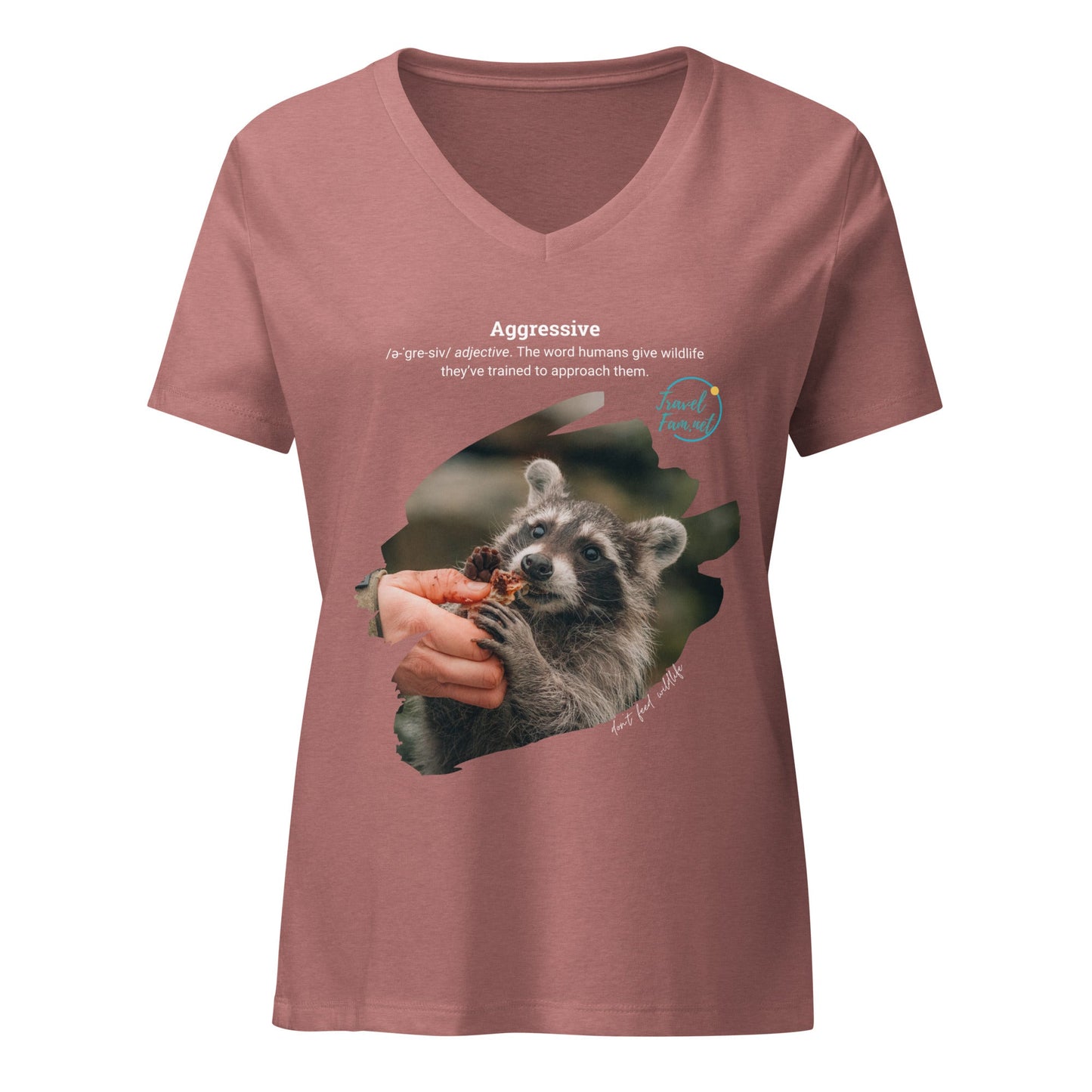Park Snark™ "Aggressive" on a Women’s Relaxed V - neck T-shirt - Travel Fam Park Guides
