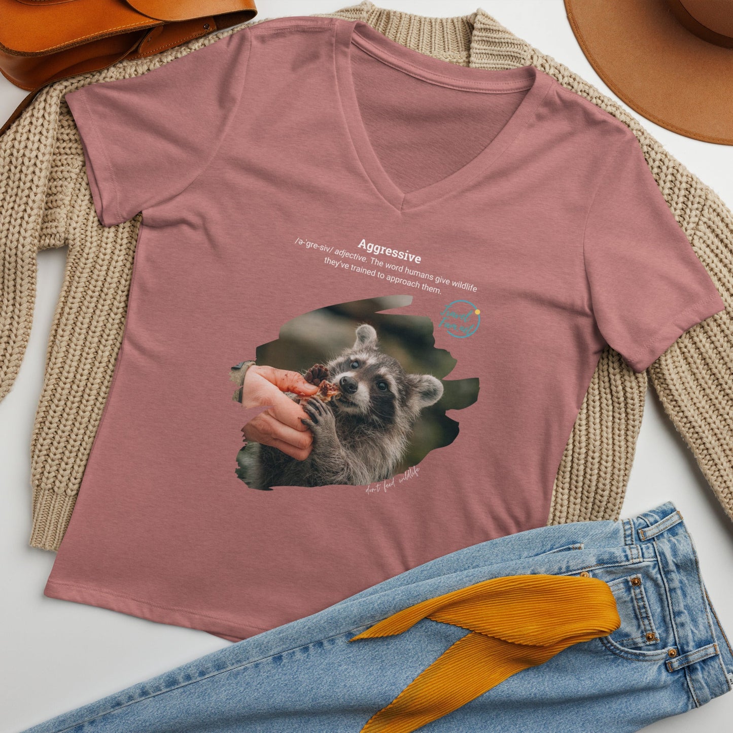 Park Snark™ "Aggressive" on a Women’s Relaxed V - neck T-shirt - Travel Fam Park Guides