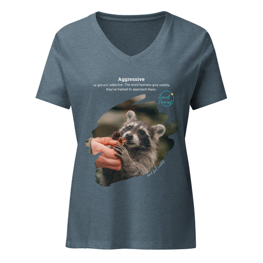 Park Snark™ "Aggressive" on a Women’s Relaxed V - neck T-shirt - Travel Fam Park Guides