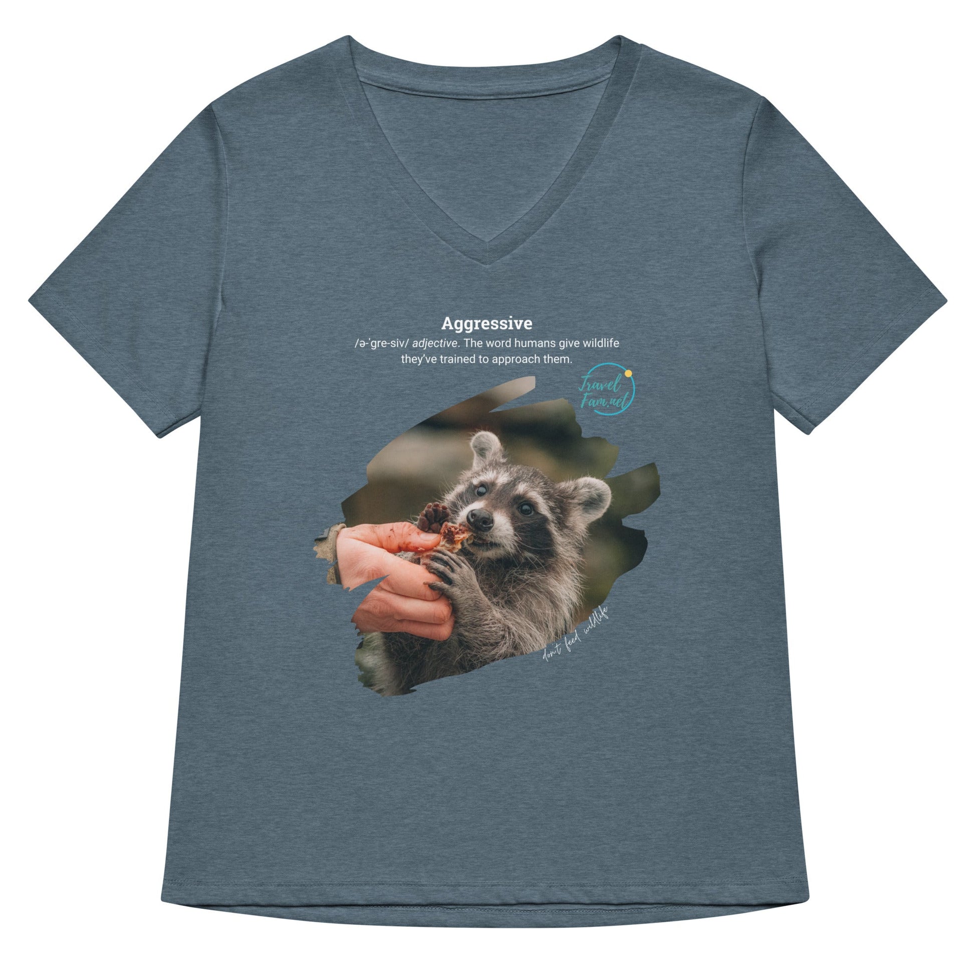Park Snark™ "Aggressive" on a Women’s Relaxed V - neck T-shirt - Travel Fam Park Guides