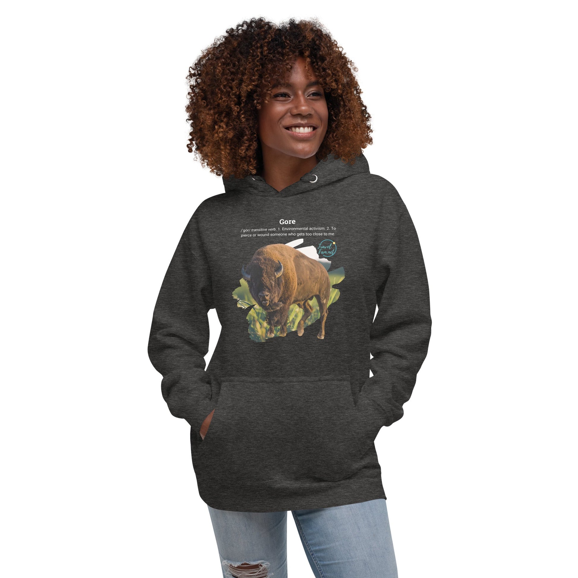 Park Snark Bison Warning on a Unisex Hoodie - Travel Fam Park Guides