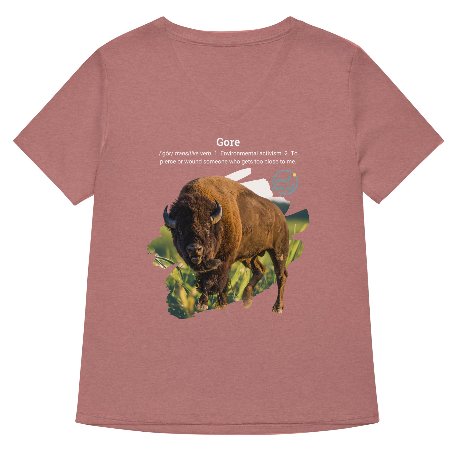 Park Snark Bison Warning on a Women’s Relaxed V - neck T-shirt - Travel Fam Park Guides