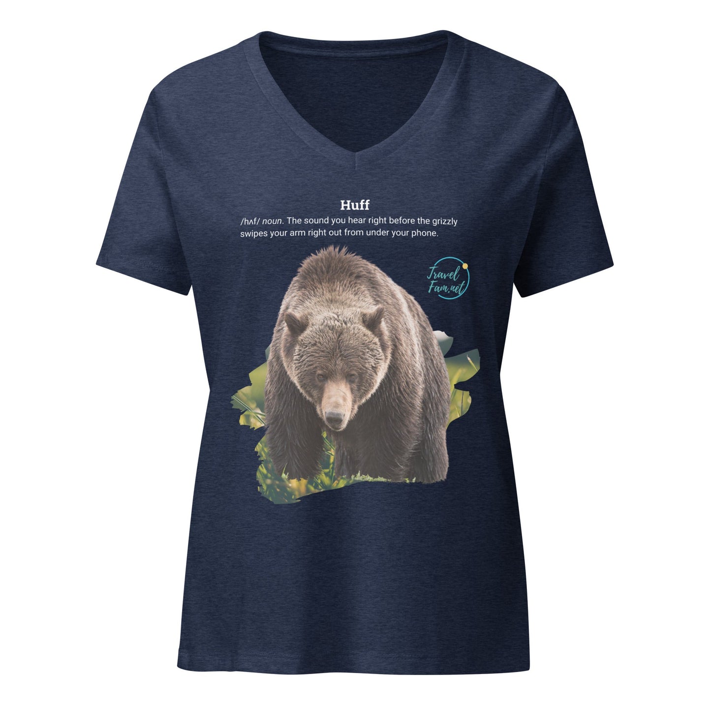 Park Snark™ "Huff" on a Women’s Relaxed V - neck T-shirt - Travel Fam Park Guides