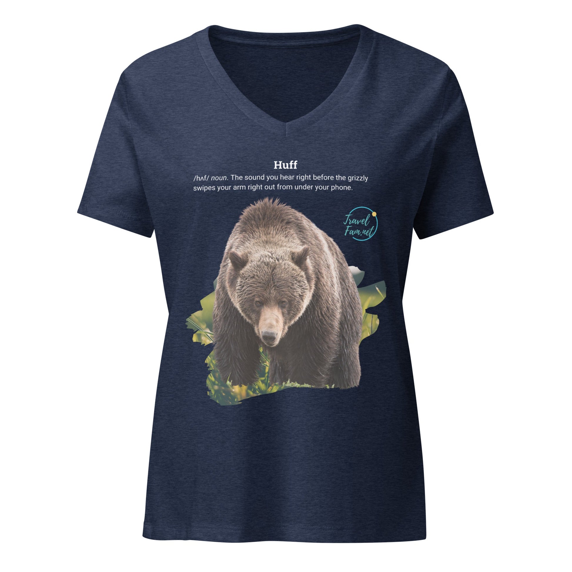 Park Snark™ "Huff" on a Women’s Relaxed V - neck T-shirt - Travel Fam Park Guides