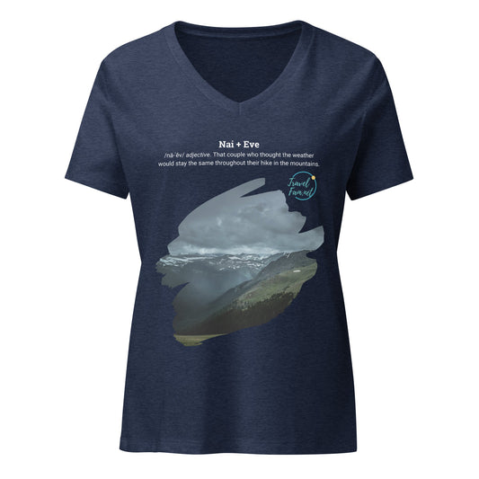 Park Snark™ "Nai + Eve" on a Women’s Relaxed V - neck T-shirt - Travel Fam Park Guides