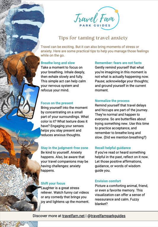 "Taming Travel Anxiety" Tip Sheet - Travel Fam Park Guides