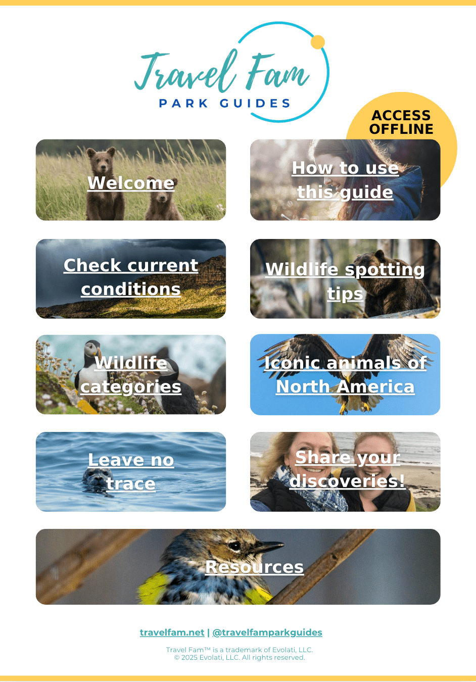 Wildlife Spotting Discovery Guide - Travel Fam Park Guides